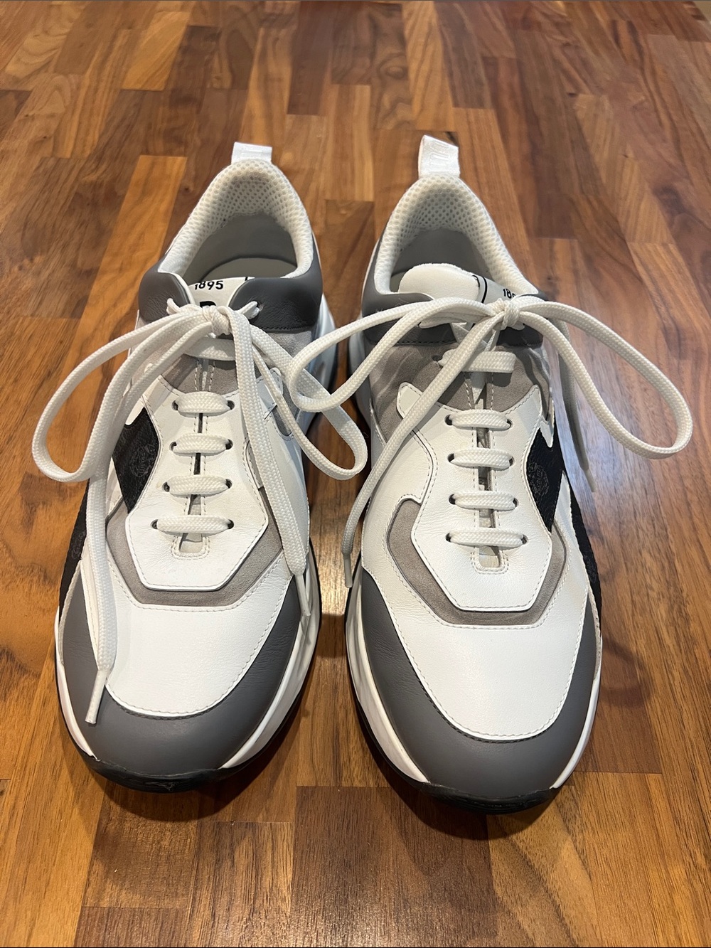 Berluti Men's White and Gray Low-Top Lace-Up Sneakers